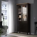 IKEA HEMNES ХЕМНЭС, шкаф-витрина с 3 ящиками, черный / коричневый / светло-коричневый, 90x197 см 504.522.97 фото thumb №2