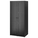 IKEA RAKKESTAD РАККЕСТАД, гардероб із 2 дверцятами, чорно-коричневий, 79x176 см 504.537.58 фото thumb №1
