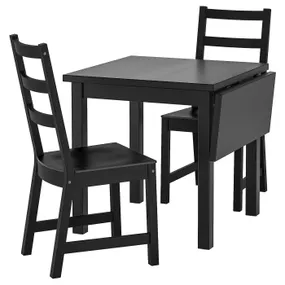 IKEA NORDVIKEN НОРДВІКЕН / NORDVIKEN НОРДВІКЕН, стіл+2 стільці, чорний / чорний, 74 / 104x74 см 893.050.74 фото
