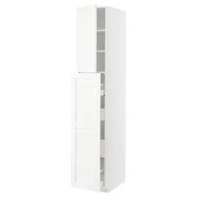 IKEA METOD МЕТОД / MAXIMERA МАКСИМЕРА, высокий шкаф / выдв секц / 4ящ / 1дв / 2плк, белый Энкёпинг / белая имитация дерева, 40x60x220 см 994.735.66 фото
