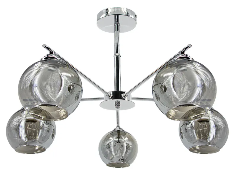 BRW Стельовий світильник Неаполь 5-контактний металевий сріблястий 087181 фото №1