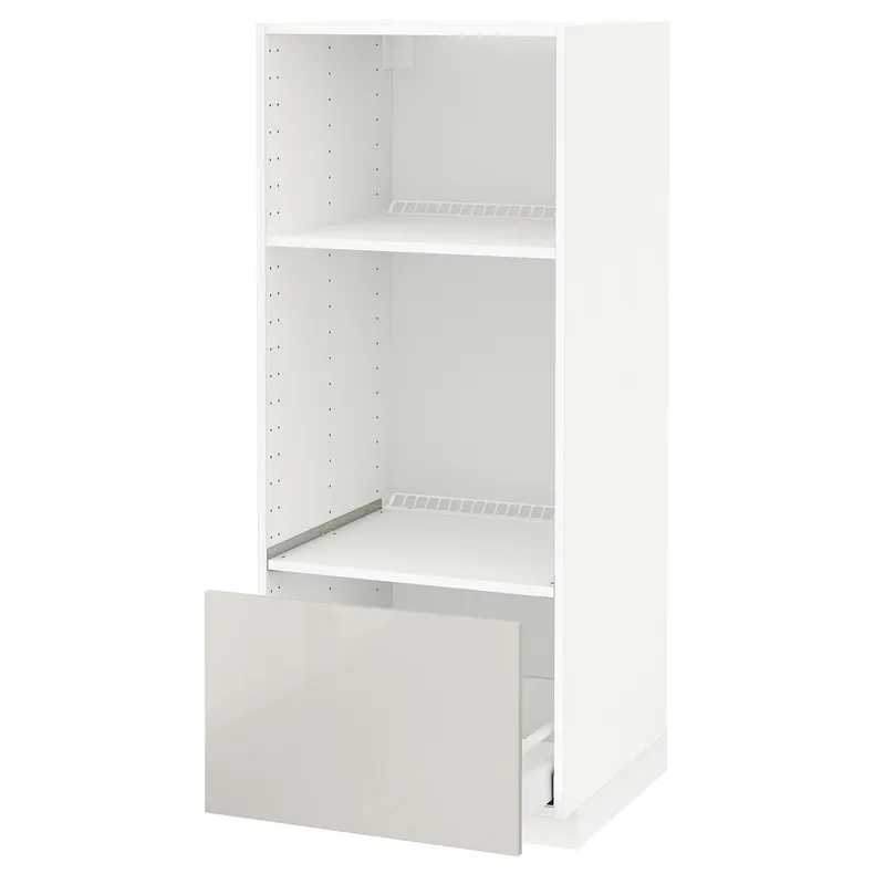 IKEA METOD МЕТОД / MAXIMERA МАКСІМЕРА, вис шафа д / дух / мікрохв печі з шухл, білий / Ringhult світло-сірий, 60x60x140 см 591.428.18 фото №2