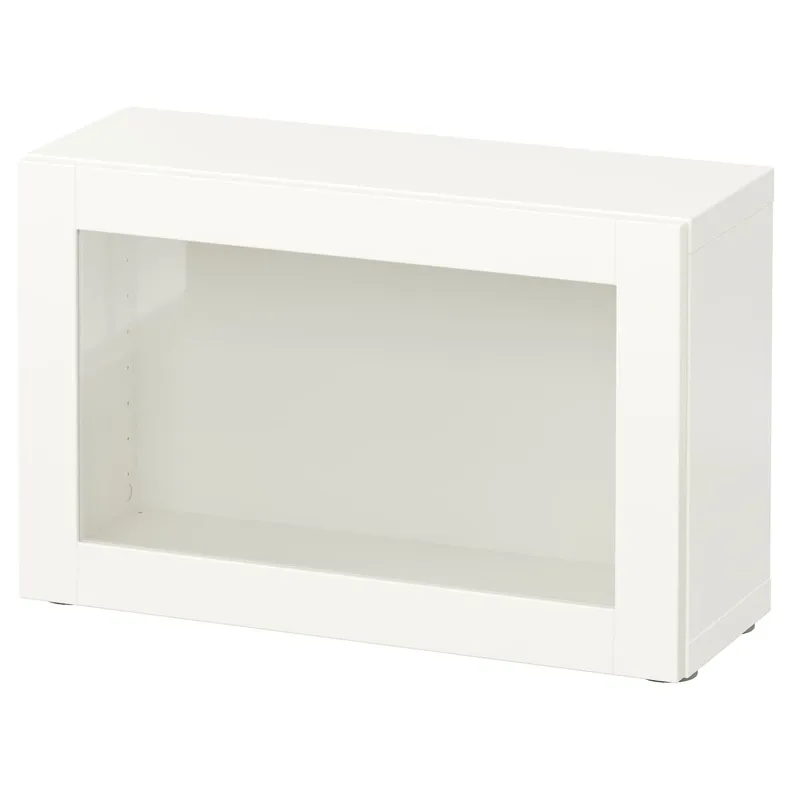 IKEA BESTÅ БЕСТО, секція полиць зі скляними дверцятам, білий/СІНДВІК білий прозоре скло, 60x22x38 см 790.467.07 фото №1