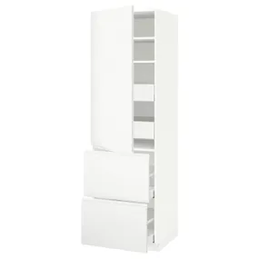IKEA METOD МЕТОД / MAXIMERA МАКСИМЕРА, высокий шкаф+полки / 4ящ / двр / 2фасада, белый / Воксторп матовый белый, 60x60x200 см 893.530.22 фото