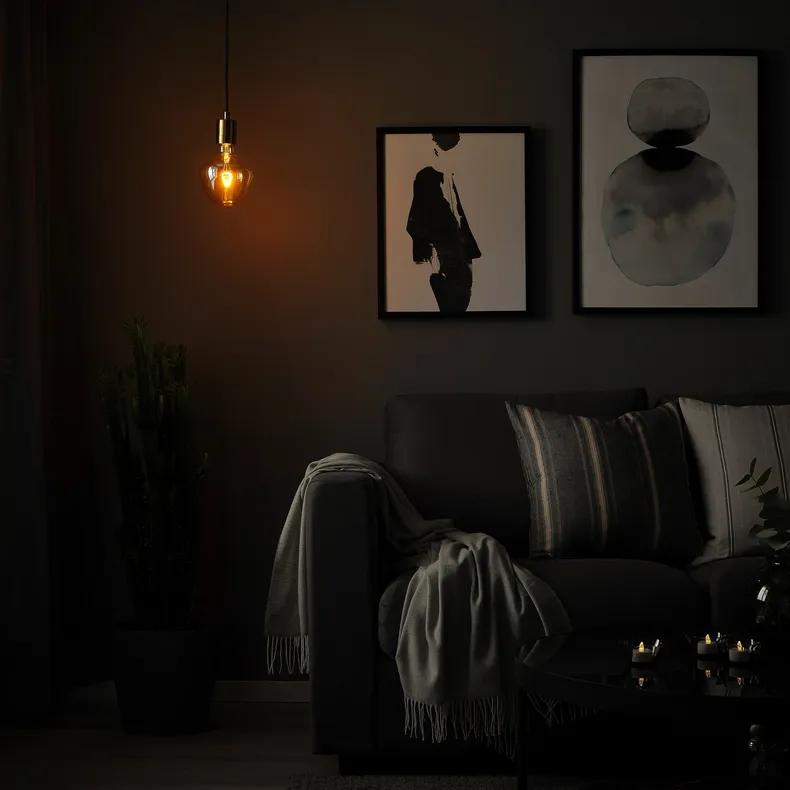 IKEA SKAFTET СКАФТЕТ / MOLNART МОЛНАРТ, подвесной светильник с лампочкой, Латунь в форме колокола / бронзовое прозрачное стекло 394.912.62 фото №3