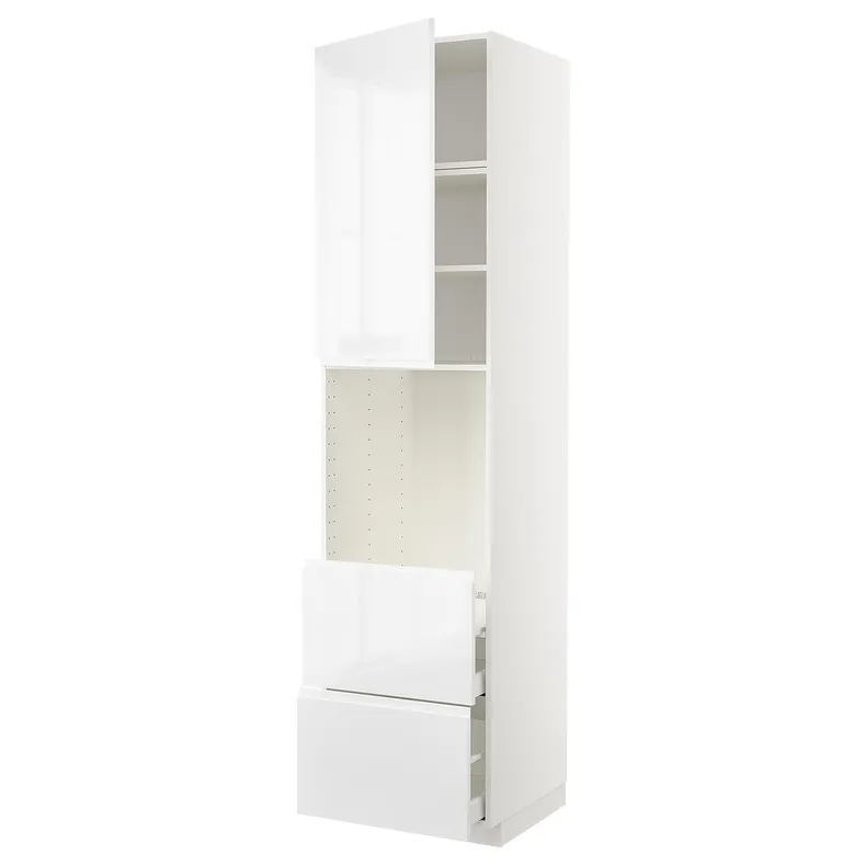 IKEA METOD МЕТОД / MAXIMERA МАКСИМЕРА, высокий шкаф д / духовки+дверь / 2ящика, белый / Воксторп глянцевый / белый, 60x60x240 см 994.619.12 фото №1