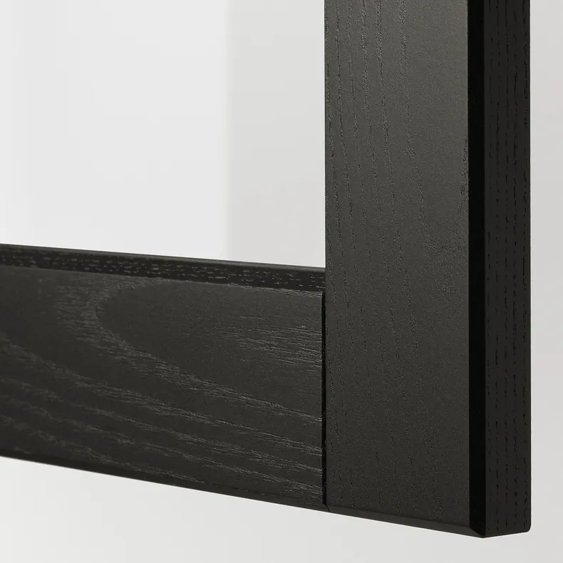 IKEA METOD МЕТОД, кутова настін шафа, полиці / скл двер, чорний / Лерхіттан, пофарбований у чорний колір, 68x60 см 092.602.58 фото №2