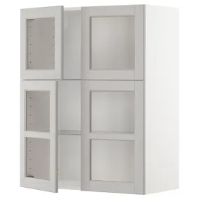 IKEA METOD МЕТОД, настінна шафа, полиці / 4 склян дверц, білий / світло-сірий Lerhyttan, 80x100 см 694.562.81 фото