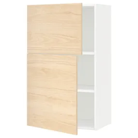 IKEA METOD МЕТОД, навісна шафа з полицями / 2 дверцят, білий / АСКЕРСУНД під світлий ясен, 60x100 см 594.645.16 фото