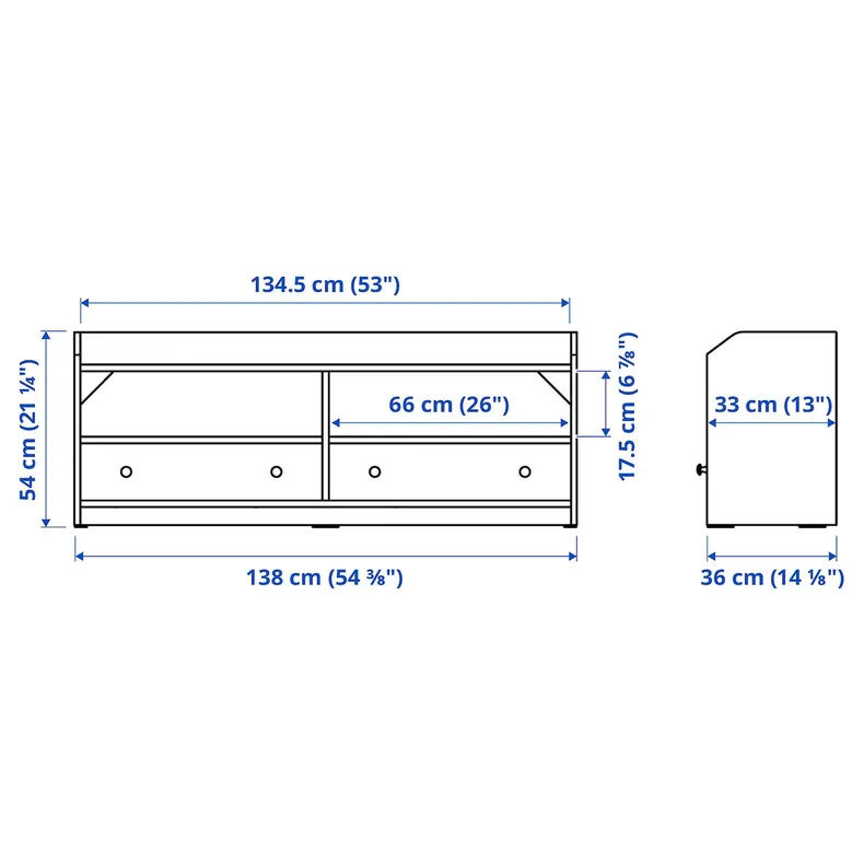 IKEA HAUGA ХАУГА, тумба под ТВ, белая, 138x36x54 см 004.150.47 фото №5