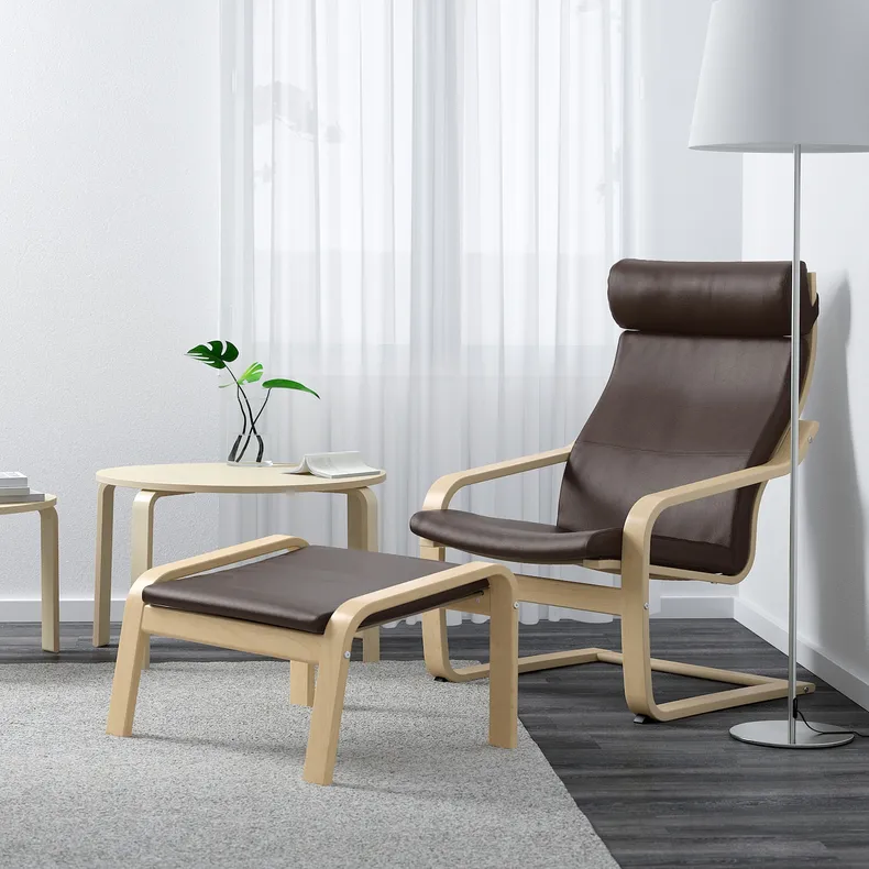IKEA POÄNG ПОЕНГ, крісло, березовий шпон / ГЛОСЕ темно-коричневий 898.291.19 фото №2