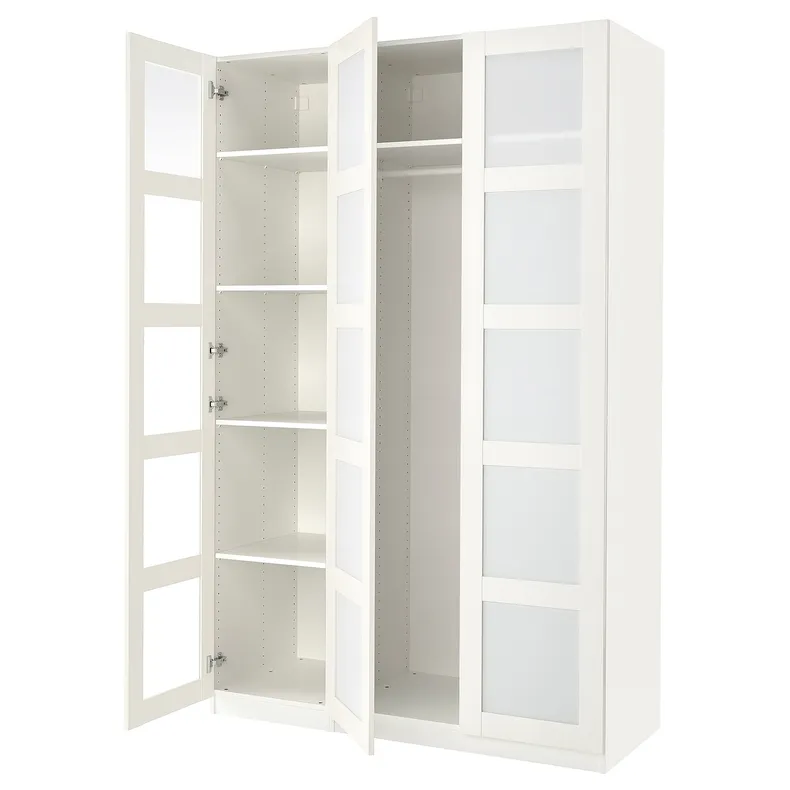 IKEA PAX ПАКС / BERGSBO БЕРГСБУ, гардероб, комбинация, белый / матовое стекло / белый, 150x60x236 см 394.802.73 фото №1
