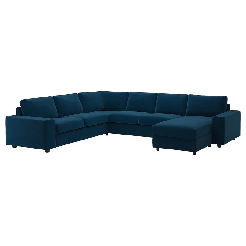 IKEA VIMLE ВИМЛЕ, углов 5-мест диван-кровать+козетка, с широкими подлокотниками/Djuparp темно-зелено-голубой 795.372.44 фото №2