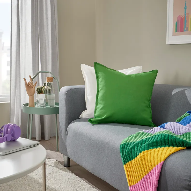 IKEA GURLI ГУРЛІ, чохол на подушку, яскраво-зелений, 50x50 см 605.541.20 фото №5