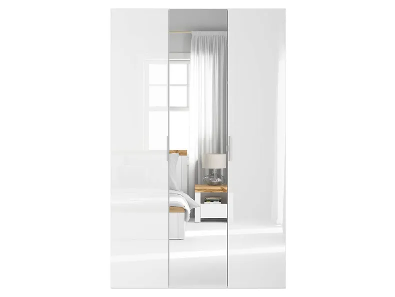 BRW тридверна шафа Flex 150 см з дзеркальним білим глянцем, дзеркало/білий глянець SZAFA_ZESTAW_22-BI/BLP/SZ фото №2