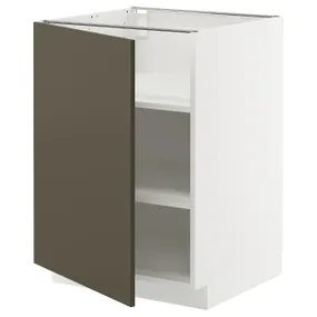 IKEA METOD МЕТОД, напольный шкаф с полками, белый/гавсторпский коричневый/бежевый, 60x60 см 595.589.54 фото