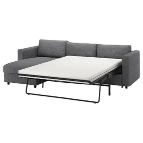IKEA VIMLE ВИМЛЕ, 3-местный диван-кровать, с шезлонгом/Lejde серо-черный 695.372.92 фото