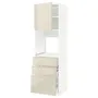 IKEA METOD МЕТОД / MAXIMERA МАКСИМЕРА, высокий шкаф д / духовки / дверь / 3ящика, белый / светло-бежевый глянцевый Voxtorp, 60x60x200 см 794.594.63 фото