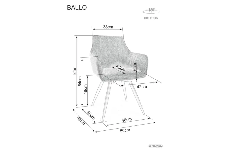 Обідній стілець поворотний SIGNAL BALLO BREGO 18 темно-сірий фото №14