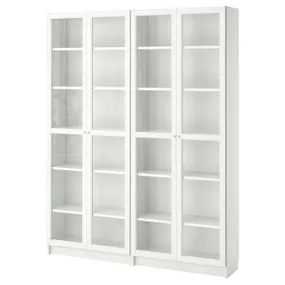 IKEA BILLY БІЛЛІ / OXBERG ОКСБЕРГ, книжкова шафа, білий / скло, 160x30x202 см 890.178.32 фото