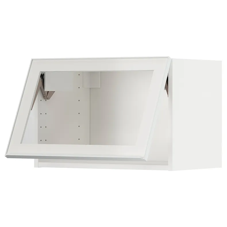 IKEA METOD МЕТОД, навесной горизонтальный шкаф / дверца, белый / Хейста белое прозрачное стекло, 60x40 см 194.905.79 фото №1