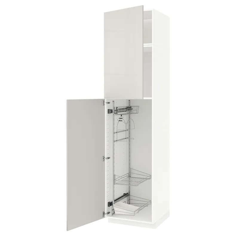 IKEA METOD МЕТОД, высокий шкаф с отд д / акс д / уборки, белый / светло-серый, 60x60x240 см 494.587.14 фото №1