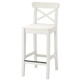 IKEA INGOLF ІНГОЛЬФ, барний стілець зі спинкою, білий, 63 см 101.226.47 фото