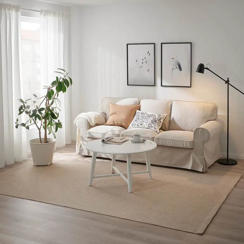 IKEA VODSKOV ВОДСКОВ, килим, пласке плетіння, натуральний / світло-сірий, 200x300 см 905.123.79 фото №3