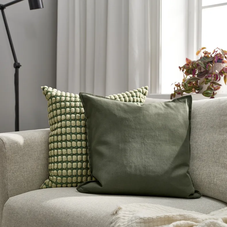 IKEA GURLI ГУРЛІ, чохол на подушку, насичений зелений, 50x50 см 604.895.87 фото №2