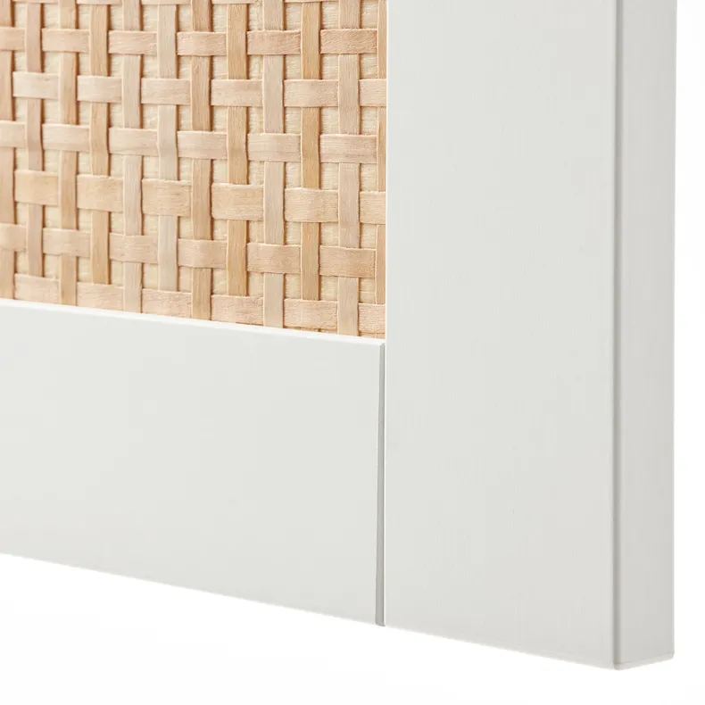 IKEA BESTÅ БЕСТО, навесной шкаф с 2 дверями, белый Studsviken / белый плетеный тополь, 60x22x128 см 394.219.81 фото №4