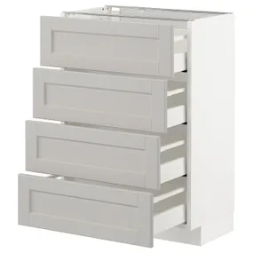IKEA METOD МЕТОД / MAXIMERA МАКСИМЕРА, напольн шкаф 4 фронт панели / 4 ящика, белый / светло-серый, 60x37 см 392.743.91 фото