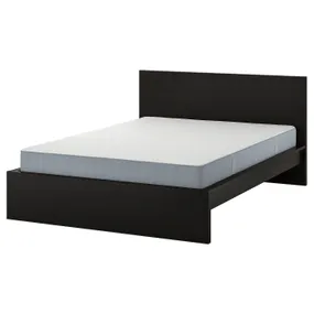 IKEA MALM МАЛЬМ, каркас ліжка з матрацом, чорно-коричневий/ВЕСТЕРЕЙ жорсткий, 140x200 см 895.444.23 фото