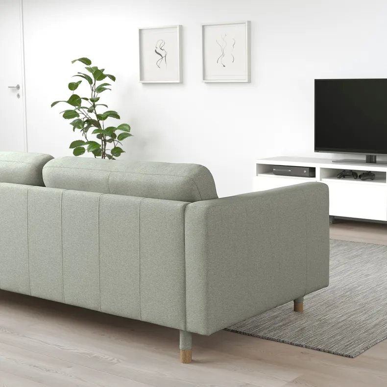 IKEA LANDSKRONA ЛАНДСКРУНА, 2-местный диван, Окрашенный в светло-зеленый цвет / дерево 392.702.89 фото №3