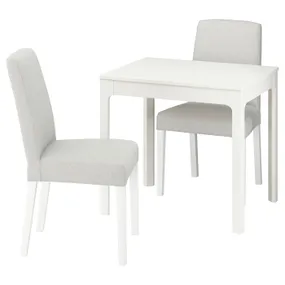 IKEA EKEDALEN ЕКЕДАЛЕН / BERGMUND БЕРГМУНД, стіл+2 стільці, білий/Orrsta Оррста світло-сірий білий, 80/120 см 295.704.05 фото