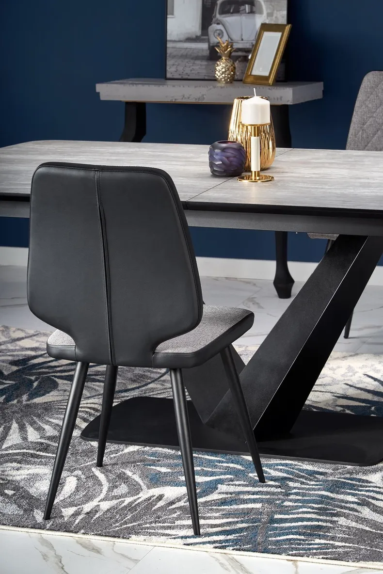 Обеденный стол раскладной HALMAR VINSTON 180-230x95 см, столешница - темно серая/черная, ножки - черные фото №13