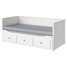 IKEA HEMNES ХЕМНЭС, кушетка с 2 матрасами и 3 ящиками, белый и Эготнес твердый, 80x200 см фото