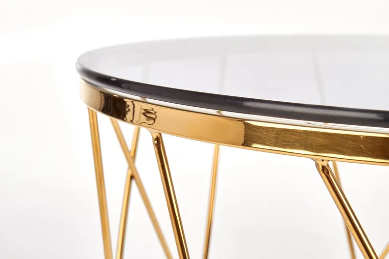 Журнальный столик HALMAR SELENA 55x55 см, каркас - золото, стекло - дымчатое фото №6