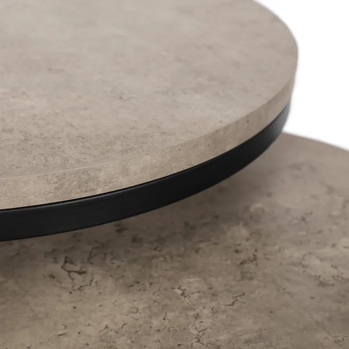 Комплект журнальних столиків (2 шт круглі) MEBEL ELITE ROCKY, 60 см, сірий бетон / чорний фото №10