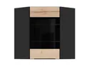 BRW Угловой кухонный шкаф Sole L6 60 см с витриной слева дуб галифакс натуральный, Черный/дуб галифакс натур FM_GNWU_60/72_LV-CA/DHN фото thumb №1