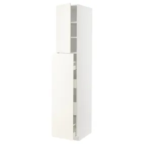 IKEA METOD МЕТОД / MAXIMERA МАКСИМЕРА, высокий шкаф / выдв секц / 4ящ / 1дв / 2плк, белый / Вальстена белый, 40x60x220 см 695.074.26 фото