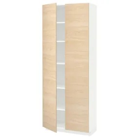 IKEA METOD МЕТОД, высокий шкаф с полками, белый / аскерсундский узор светлый ясень, 80x37x200 см 294.567.54 фото