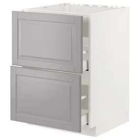 IKEA METOD МЕТОД / MAXIMERA МАКСИМЕРА, шкаф д / варочн панели / вытяжка / ящик, белый / бодбинский серый, 60x60 см 794.777.54 фото