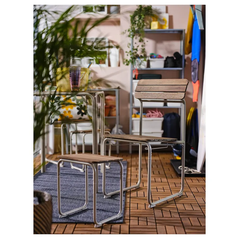 IKEA FURUÖN ФУРУЁН, стол+2 стула+2 табурета для ног, коричневый / внешний 305.437.36 фото №3