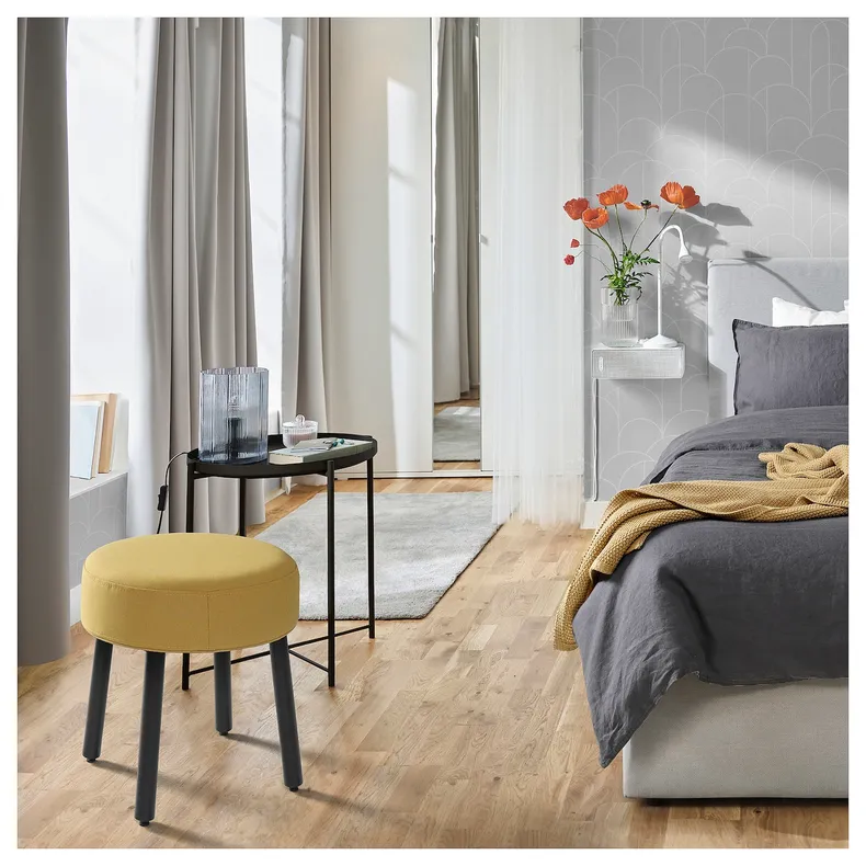 IKEA MÖRTFORS МЕРТФОРС, пуф, Дизерод темно-жовтий, 47x47 см 505.702.48 фото №4