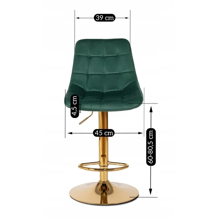 Барный стул бархатный MEBEL ELITE ARCOS Velvet, зеленый / золотой фото №11