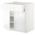 IKEA METOD МЕТОД / MAXIMERA МАКСИМЕРА, напольный шкаф с ящиком / 2дверцами, белый / Воксторп глянцевый / белый, 80x60 см 594.569.98 фото thumb №1