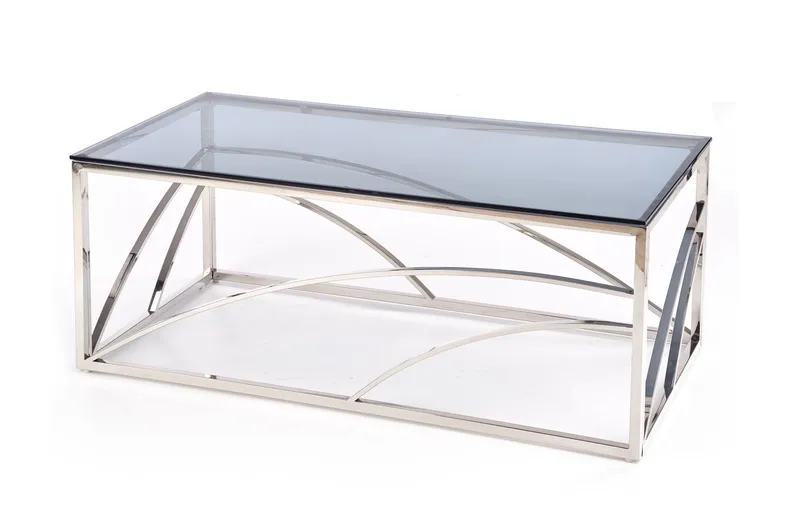 Журнальний столик HALMAR UNIVERSE 120x60 см, каркас - срібло, скло - димчасте фото №1