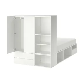 IKEA PLATSA ПЛАТСА, каркас кровати / 2 двери / 3 ящика, белый / фонны, 142x244x163 см 393.365.63 фото