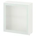 IKEA BESTÅ БЕСТО, стеллаж со стеклянн дверью, белое стекловик / белое / светло-зеленое матовое стекло, 60x22x64 см 694.891.06 фото thumb №1