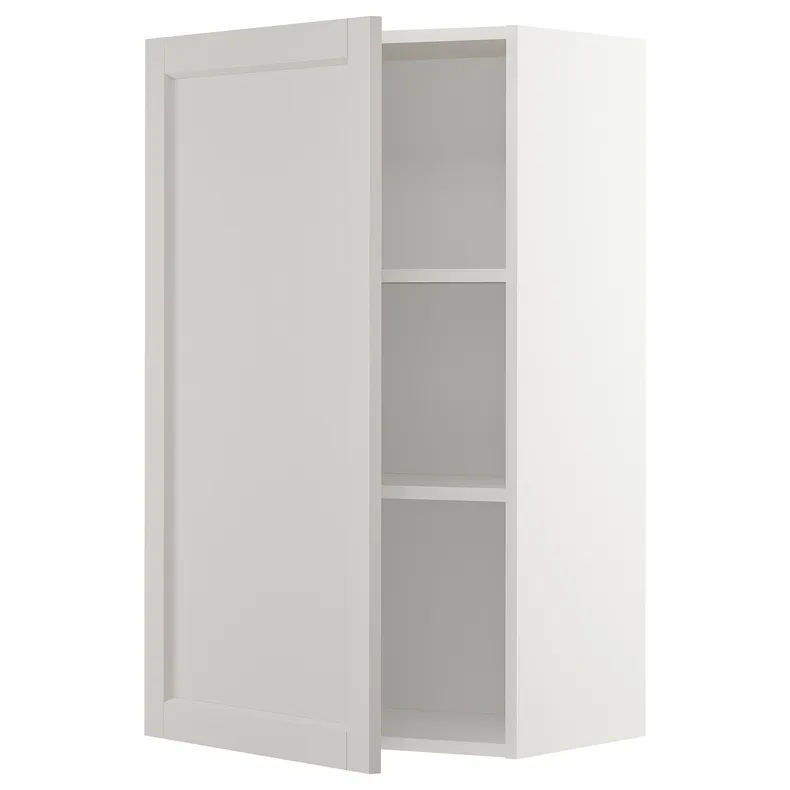 IKEA METOD МЕТОД, шафа навісна із полицями, білий / світло-сірий Lerhyttan, 60x100 см 494.580.64 фото №1